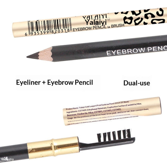 Yalaiyi Eyebrow Pencil Leopard Print Eyebrow Pencil Kuaishou And Douyin Live Broadcast Hot Selling Waterproof Distinct Look Wild Eyebrow Pencil