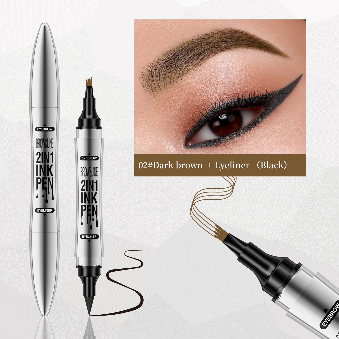 2 In 1 Microblading Eyebrow Pen, 4 Fork Tip,3D Waterproof Magic Eyebrow Pencil With Multifunctional Double Head Eyebrow Pencil With Eyeliner Pencil, Waterproof Long,light Brown,dark Brown,grey,black