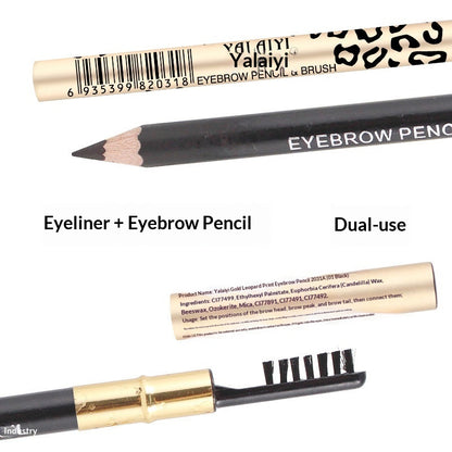 Yalaiyi Eyebrow Pencil Leopard Print Eyebrow Pencil Kuaishou And Douyin Live Broadcast Hot Selling Waterproof Distinct Look Wild Eyebrow Pencil